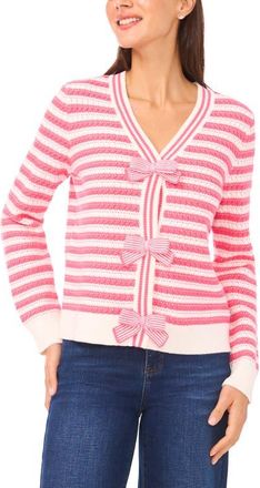 CeCe by Cynthia Steffe Dotted Delights Woven Front Sweater in Juneberry at Nordstrom, Size X-Large
