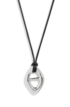 Open Edit Convex Slider Cord Pendant Necklace in Black- Silver at Nordstrom