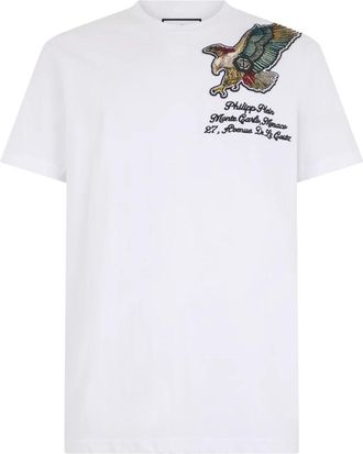 Philipp Plein Rondhals T-Shirt Eagle Montecarlo - Heren - T-shirts - Wit - M - Katoen - Tops