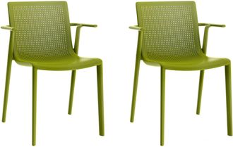 Resol Sillas Con Brazos Beekat Resol Pl&aacute;stico Verde (pack De 2)