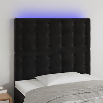 vidaXL Cabecero Con Luces Led Terciopelo Negro 90x5x118/128 Cm Vidaxl