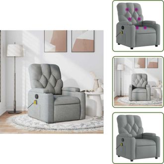 vidaXL The Living Store Poltrona Massaggiante Reclinabile Grigio Chiaro in Tessuto - Reclinazione