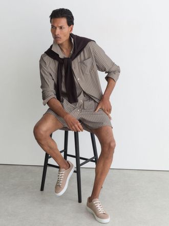 Reiss Light Taupe Brown Finleyted Low-top Trainers, X15