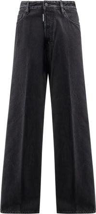 Dsquared2 Zwarte Jeans met Logo-knopen - Heren - Loose Fit Jeans - Zwart - L - Katoen - Jeans