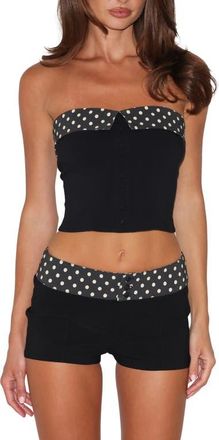 Tiger Mist Albie Strapless Polka Dot Trim Top in Black at Nordstrom, Size Xx-Small