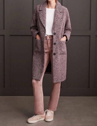 Tribal Boucle Duster Coat In Pink Lady