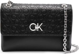 Calvin Klein logo-debossed faux leather shoulder bag - women - Recycled Polyurethane/Polyurethane - OS - Black