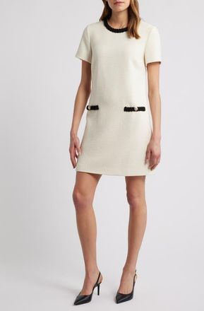 CeCe by Cynthia Steffe Short Sleeve Tweed Minidress in White Winter at Nordstrom, Size X-Large