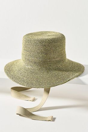 Wyeth Nyc Raffia Crochet Ties Bucket Hat