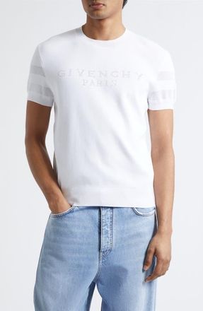 Givenchy Short Sleeve Cotton Blend Logo Sweater in White at Nordstrom, Size Xxx-Large