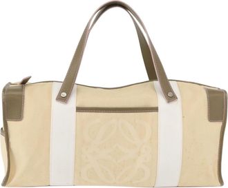 Loewe Anagram Handbag Canvas Beige Canvas Handbag (Pre-Owned)