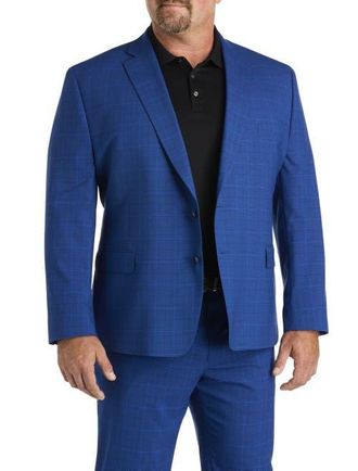 Michael Kors Big & Tall Windowpane Suit Jacket in Blue at Nordstrom, Size 52