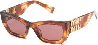 Miu Miu Zonnebril - Dames - Zonnebrillen - Bruin - 53 MM - Accessoires
