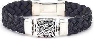 Samuel B. Braided Leather Bracelet in Black at Nordstrom Rack