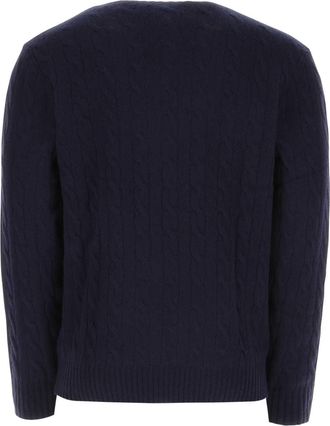 Polo Ralph Lauren Mens Midnight Blue Wool Blend Sweater 002 Exterior: Cashmere Maglieria