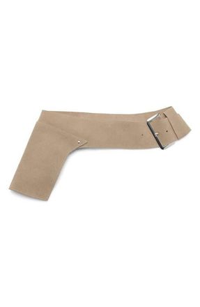 Mango Wide Suede Belt in Sand at Nordstrom, Size Small