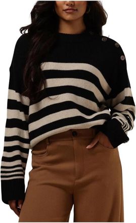 Ruby Tuesday Button Shoulder Pullover Sweater - Dames - Ronde hals truien - Zwart - S - Truien & Vesten