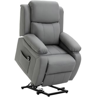 HOMCOM Sill&oacute;n Relax Levanta Personas Auto-ayuda Con Control Remoto Reclinaci&oacute;n El&eacute;ctrica 160&deg; Reposapi&eacute;s Y Respaldo Tapizado En Cuero Sint&eacute;tico 76x90x105 Cm