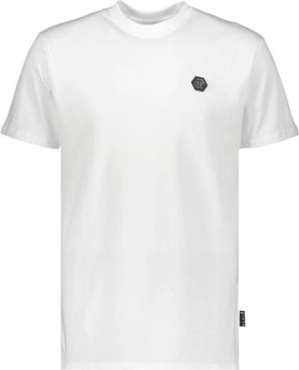Philipp Plein Logo Patch Katoenen T-shirt - Heren - T-shirts - Wit - 2XL - Katoen - Tops