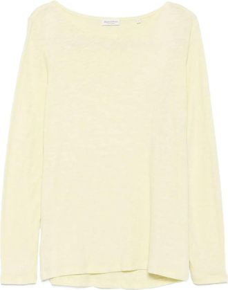 Marc O'Polo long-sleeve boat-neck T-shirt - women - Organic Cotton - L - Yellow