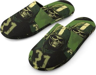 Generic Grim Reaper U.S. Irish Football Warm Mens Slippers Slip On Soft Fleece House Shoes Winter Indoor Outdoor