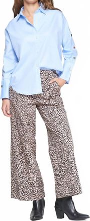 Vilagallo Leopard High Waisted Wide Leg Trousers