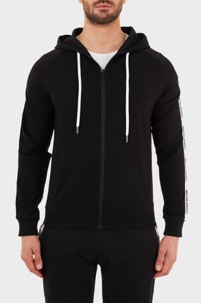 Moschino Side Stripe Full Zip Hoodie In Black