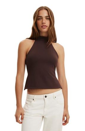 Cotton On Womens Hold Me Halter Twist Back in Dark Oak at Nordstrom, Size Xx-Small