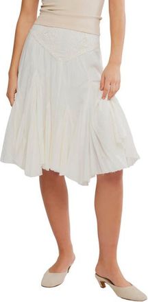 Free People Frida Embroidered Godet Midi Skirt in Ivory at Nordstrom, Size X-Small