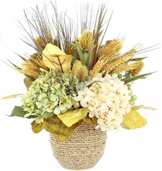 Creative Displays Inc. Handmade Fall Candleholder With Hydrangeas, Maple Leaves & Pinecones