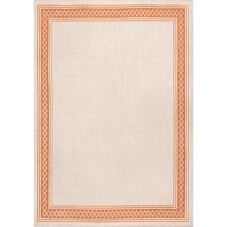 Jonathan Y Designs Lucia Classic Diamond Border Indoor/Outdoor Area Rug in Cream/orange at Nordstrom, Size 2Ft 0In X 8Ft 0In