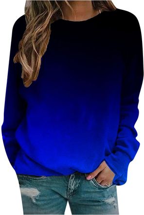 Generic Sweatshirts for Women Autumn Winter Casual Pullover Blouses Tops Womens Crewneck Printed Long Sleeve Jumpers Loose Sportswear Size 10-20 UK