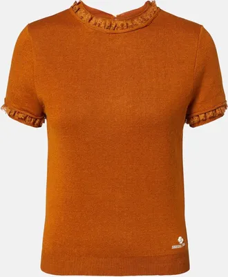 Shushu/Tong Lace-trimmed linen top