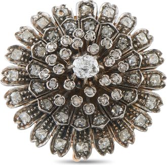 Luxury Bazaar 14K Rose Gold and Silver Diamond Starburst Brooch MF26-070226