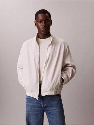 Calvin Klein Jeans Calvin Klein Mens Linen Cotton Mock Neck Jacket - Open White - 2XL