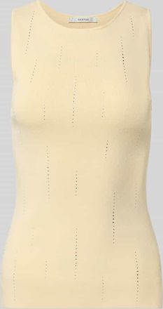 Gestuz Slim Fit Top aus Viskose-Mix mit Strick-Optik Modell Saya in Offwhite, Gr&ouml;&szlig;e XL