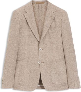 BOSS Patterned regular-fit jacket in a linen blend
