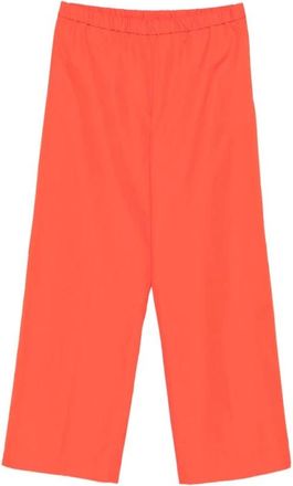 Aspesi Wijde Katoenen Poplin Broek - Dames - Wijde Broeken - Oranje - S - Katoen - Broeken