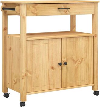 vidaXL Carrito de cocina MONZA madera maciza de pino 84x40x88,5 cm vidaXL