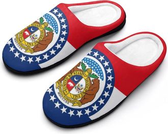 Generic Missouri State Flag Mens Slippers Memory Foam Winter Warm Sandals Slip On House Shoes Size 7-14