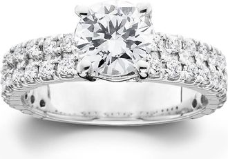 Pompeii3 2 3/8ct Diamond Pave Double Row Engagement Ring 14K White Gold