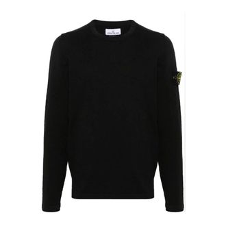 Stone Island Round-neck Knitwear, male, Black, Size: 2XL Casual Knitwear Sweater