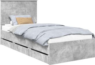 vidaXL Estructura De Cama Gris Concreto 90 X 190 Cm Madera Ingenieril Vidaxl