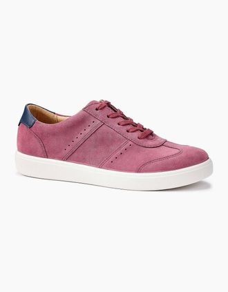 Hotter Womens Maeve Womens Wide Fit Trainers - Dark Rose Suede Leat - Size: 7.5