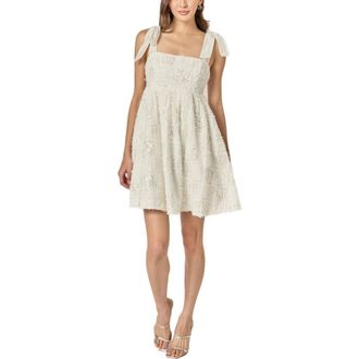 English Factory Sequin Empire Waist Minidress in White at Nordstrom, Size X-Small