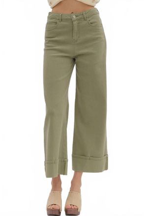Entro Womens Chandi Cuffed Ankle Pants In Olive