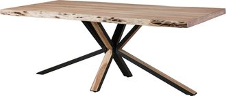 Massivmoebel24 Tavolo Da Pranzo 180x90x77 In Legno Di Acacia Laccato Beige / Gambe Incrociate Antracite Opaco / Naturale Freeform