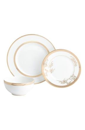 Vera Wang Lace Bone China 3-Piece Dinnerware Set in Gold at Nordstrom