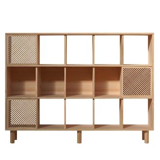 Naan Furniture Librer&iacute;a de pino macizo natural 3 puertas 160 cm barnizado