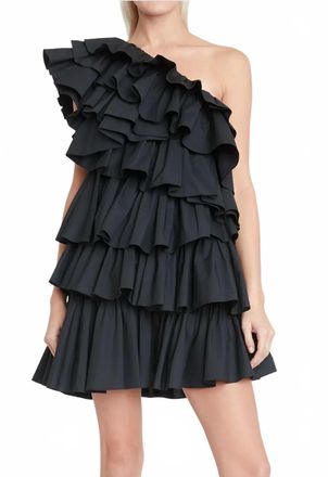 Ulla Johnson Naomi One-Shoulder Ruffle Mini Dress In Black